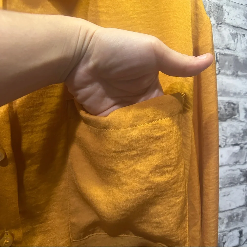 EUC Open Edit Women's Orange Button-Down Shirt Size L - Picture 6 of 13